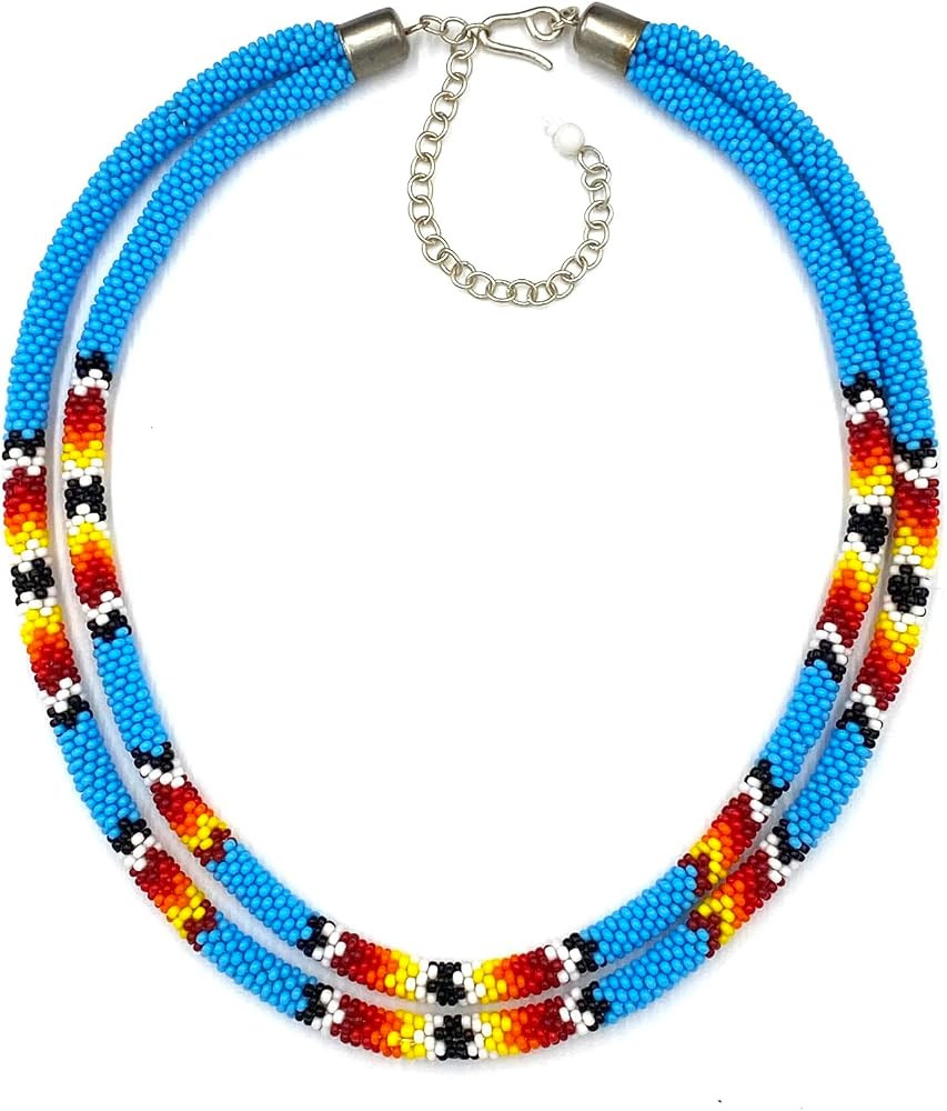 Native Style Beaded Double Strand Rope Necklace for Women Handmade | Amazon (US)