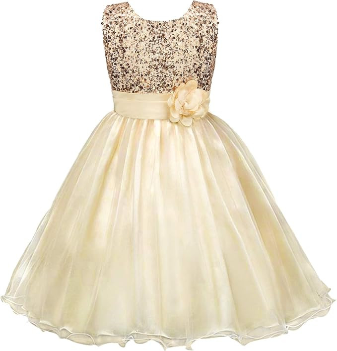 Acecharming Girls Dresses Sequin Flower Girls Party Dress Bridesmaid Ball Gown Wedding Tulle 3-10... | Amazon (US)