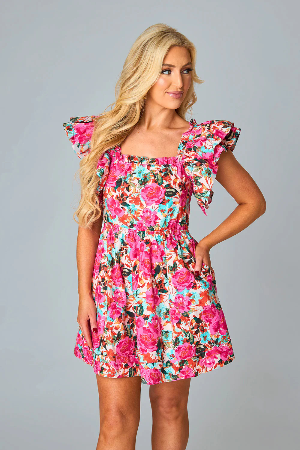 BuddyLove | Kimber Ruffle Sleeve Short Dress | Sweet Dreams | BuddyLove