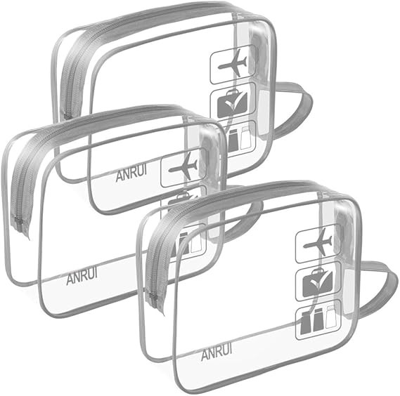 3pcs TSA-Approved Clear Travel Toiletry Bag With Handle Strap, ANRUI Airline Kit 3-1-1 Clear Liqu... | Amazon (US)