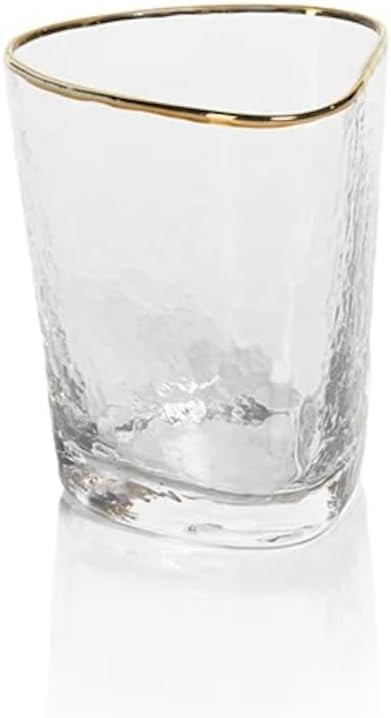Zodax Aperitivo Triangular Stemware or Glassware - Clear with Gold Rim - Set of 4 DOF or Double O... | Amazon (US)