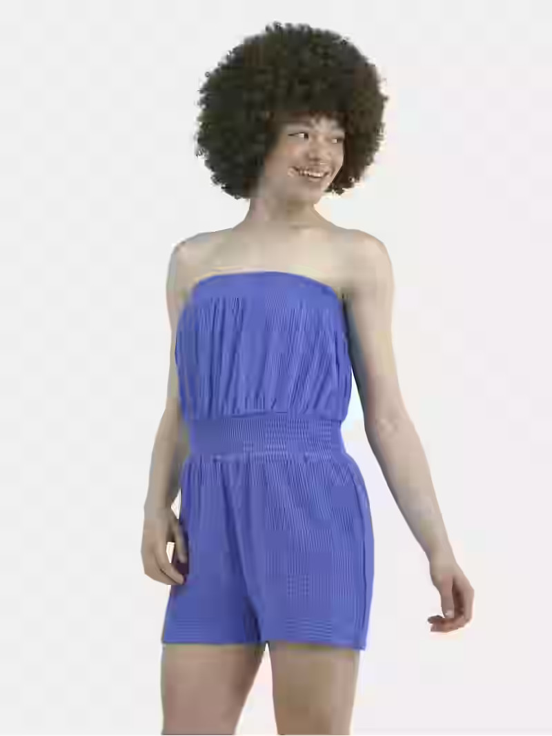 No Boundaries Cotton Smocked Waist Strapless Romper, Women's | Walmart (US)