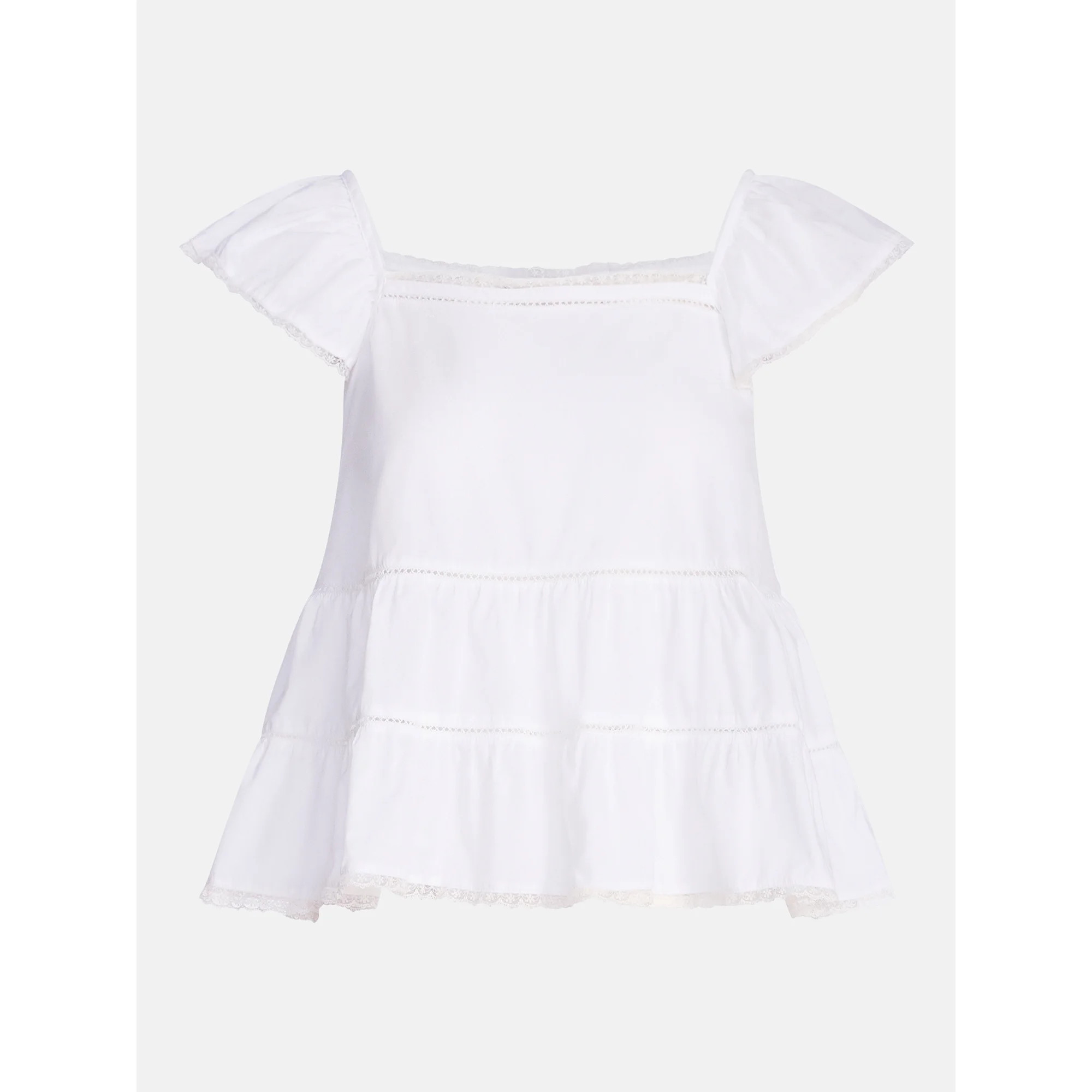 Scoop Women’s Flowy Lace Cotton Top, Sizes XS-XXL | Walmart (US)