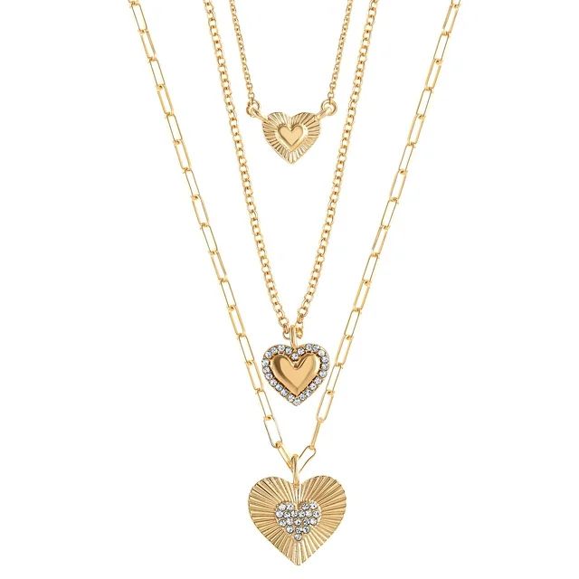 Jessica Simpson Fashion Metal Layer Heart Necklace | Walmart (US)