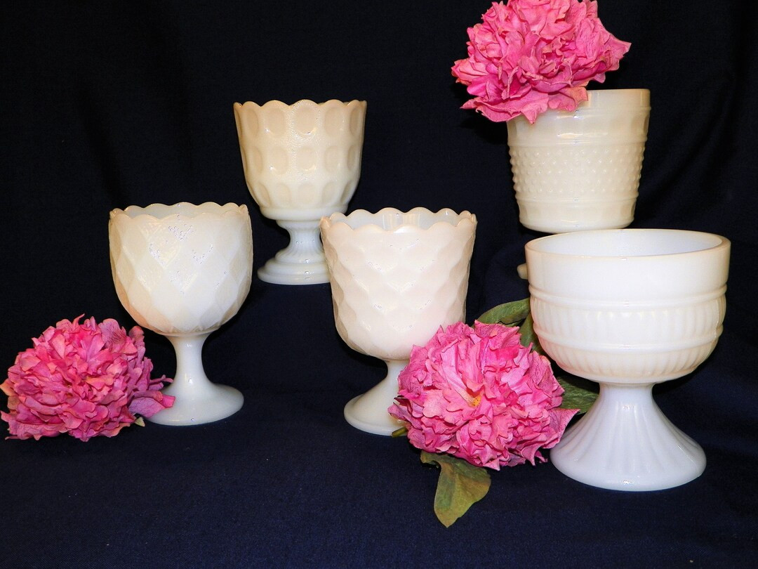 Milk Glass Pedestal Planters, YOUR CHOICE of Footed Planters, Wedding, Showers, Party Centerpiece... | Etsy (US)
