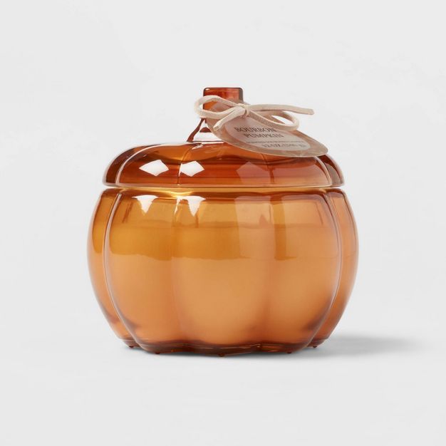 12oz Medium Glass Bourbon Pumpkin Candle Gold - Threshold&#8482; | Target