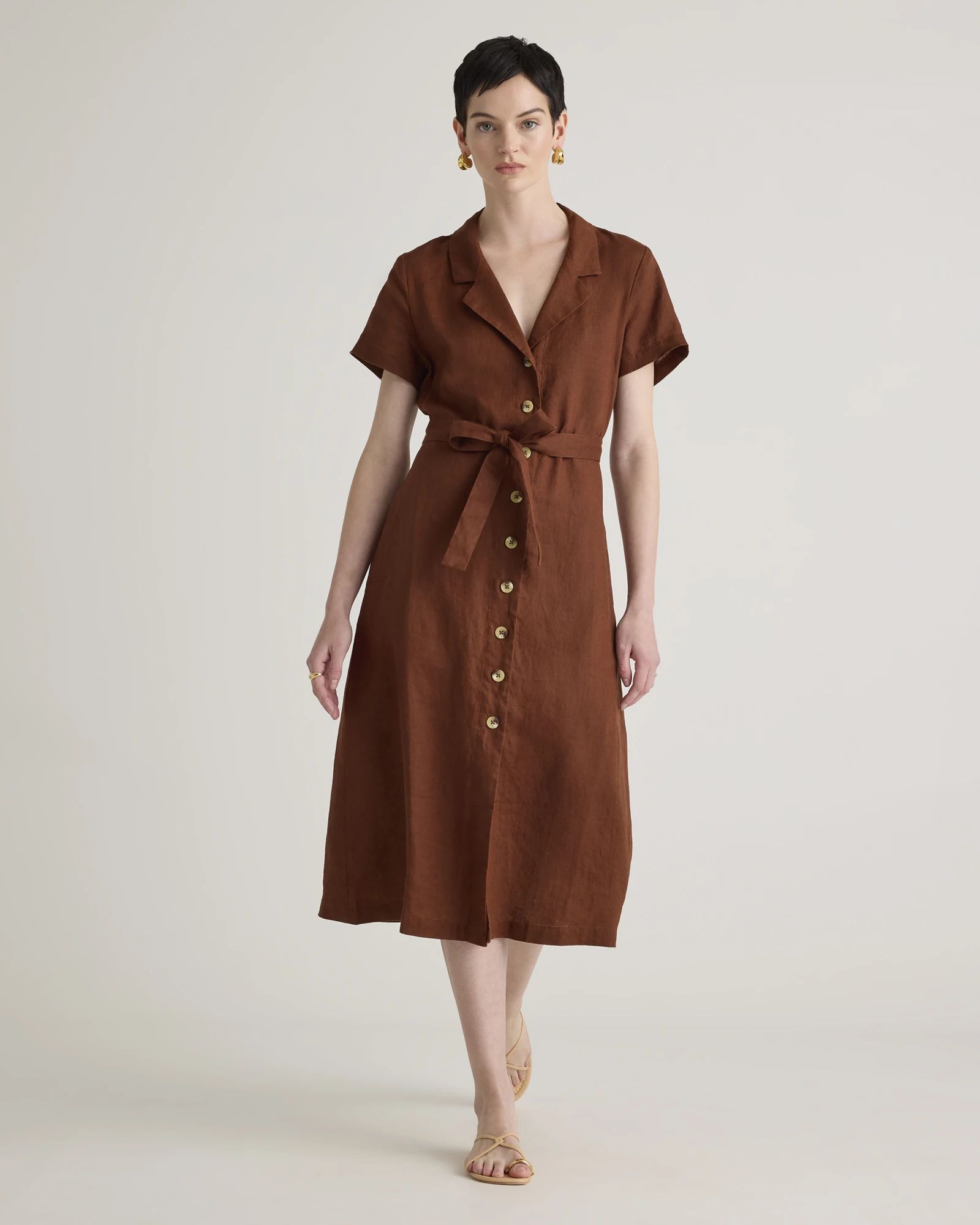 100% European Linen Button Front Dress | Quince