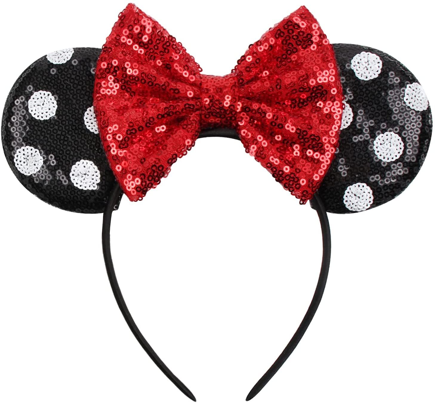 Mouse Ears Headbands with Bow and Sequins,Party Cosplay Costume for Girls or Women Black Dot | Amazon (US)