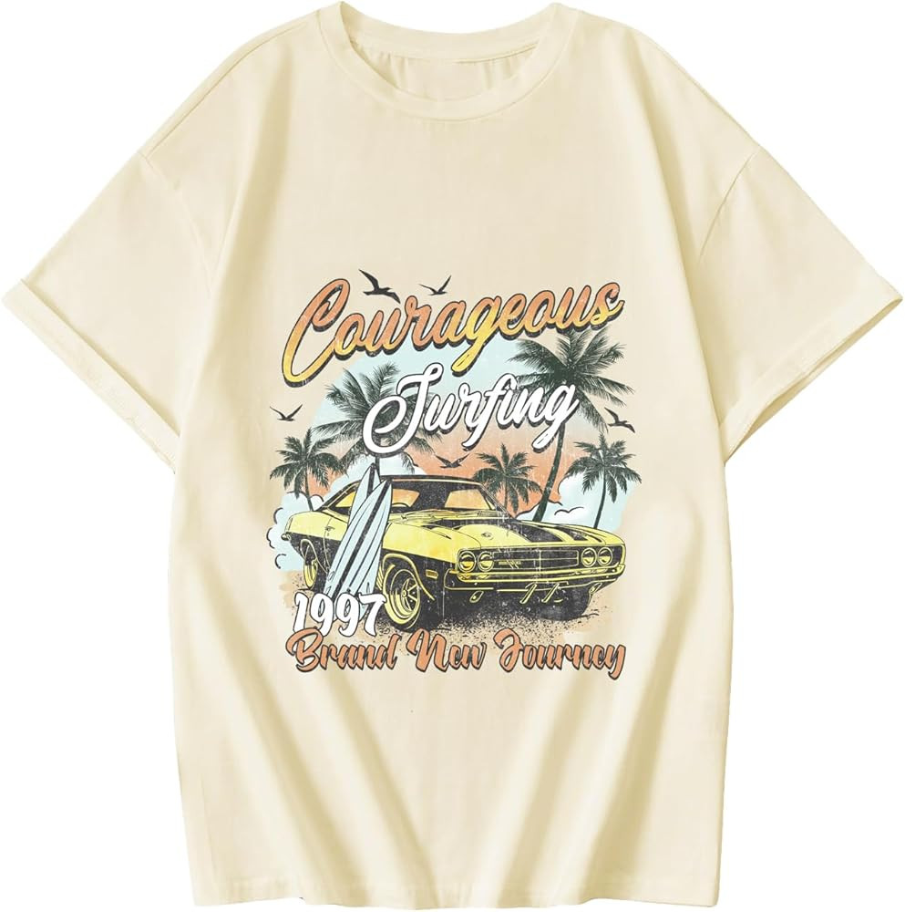 Girls' Graphic Tees Short Sleeve Crewneck T Shirt Preppy Cute Tops Casual Summer Tee Tops | Amazon (US)