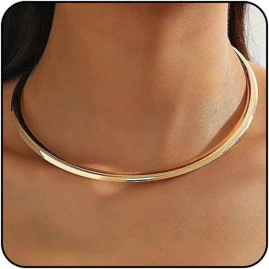 14K Gold Collar Necklace for Woman Trendy Silver Choker Necklaces for Woman Statement Open Round ... | Amazon (US)