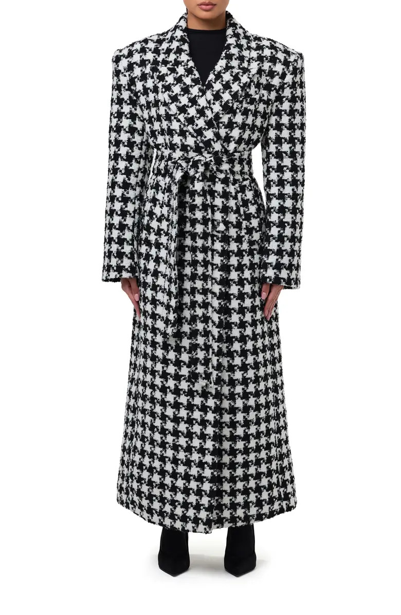 Naked Wardrobe Long Houndstooth Trench Coat | Nordstrom | Nordstrom