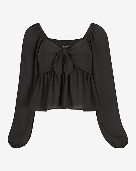 Tie Front Peplum Top | Express