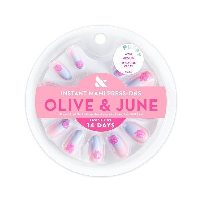Olive & June Press-On Fake Nails - M Oval - Florals on Vacay - 42ct | Target