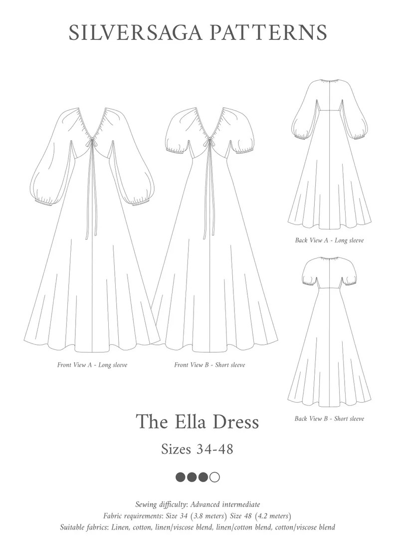 Ella Dress PDF Sewing Pattern | EU34-48 | Advanced Intermediate | tutorial Available - Etsy | Etsy (US)