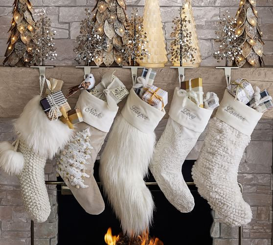 Honeycomb Faux Fur Stockings | Pottery Barn (US)