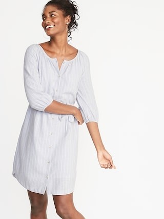 Patterned Tie-Belt Shirt Dress for Women | Old Navy US