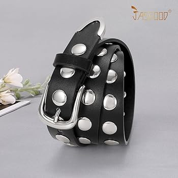 JASGOOD Women Fashion Leather Belt Punk Studded Belt for Jeans Pants Dresses | Amazon (US)