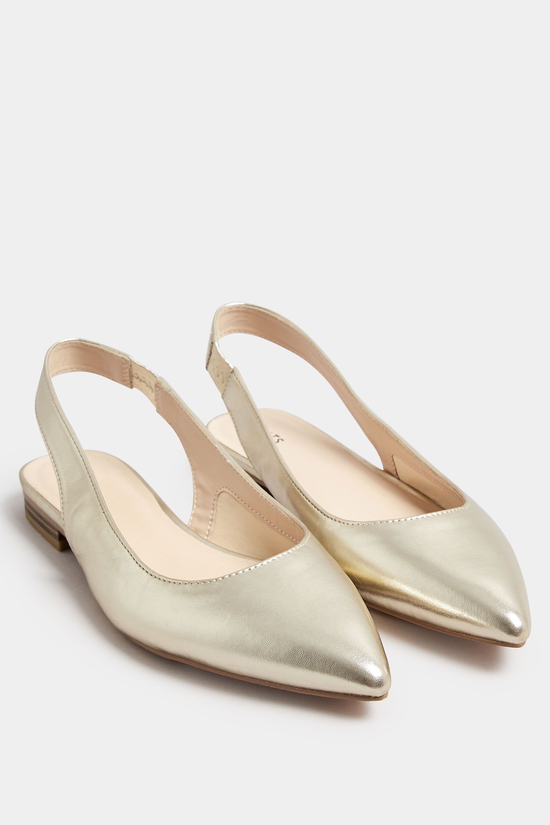 LTS Gold Slingback Point Pumps In Standard Fit | Long Tall Sally