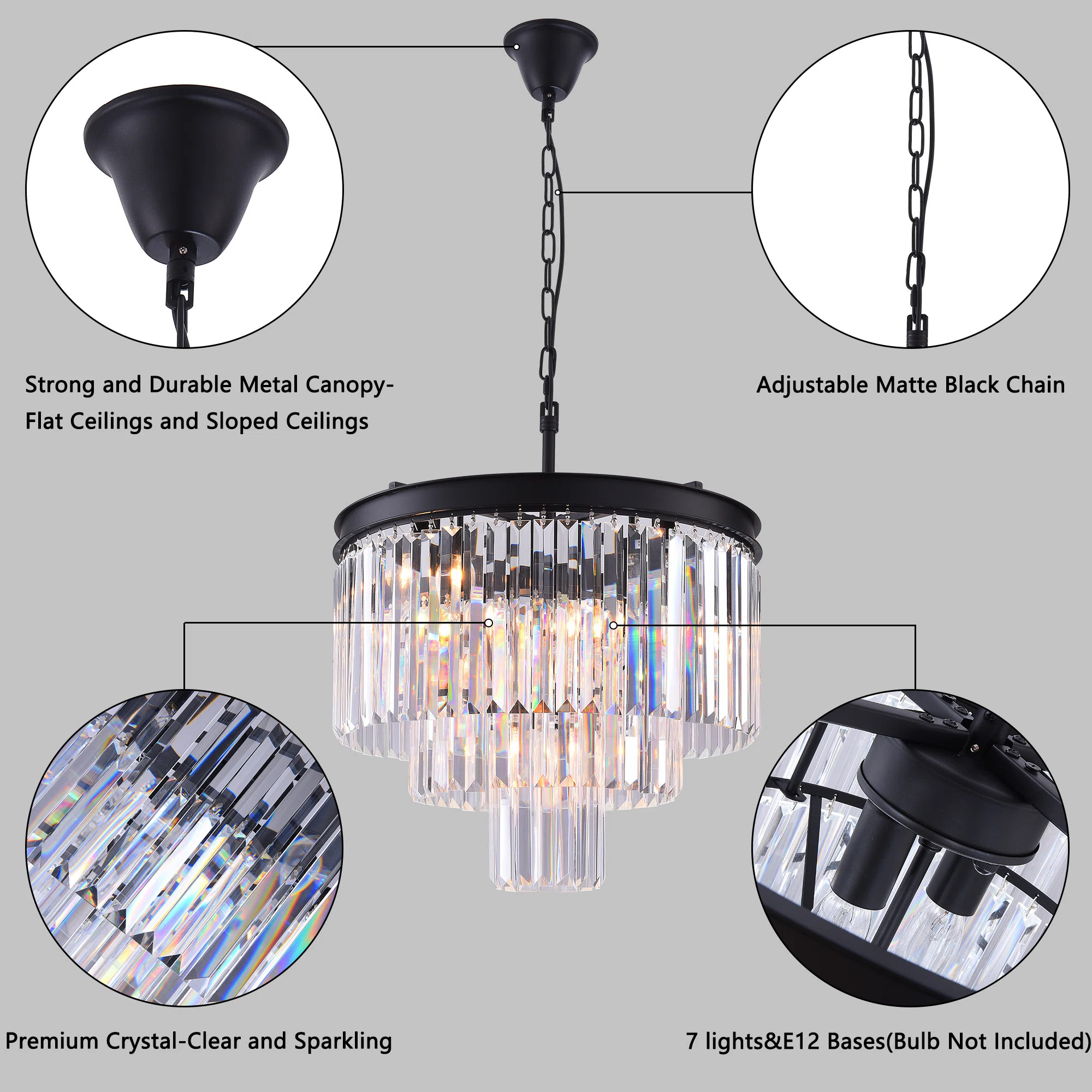 Hallum 7 - Light Unique Tiered Chandelier with Crystal Accents（19.7”） | Wayfair North America