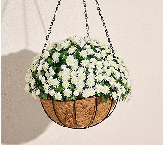 Wicker Park Harvest Faux Mum Hanging Basket - QVC.com | QVC