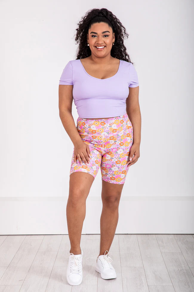 Carpe Diem Lilac Active Short Sleeve Top | Pink Lily