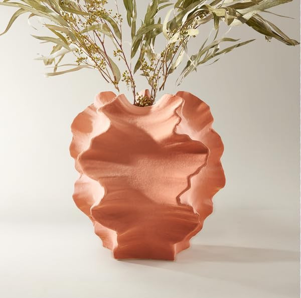 Z Gallerie Morra Terracotta Vase, Small Rippled Organic Stoneware Vases, Sculptural Earthy Decora... | Amazon (US)