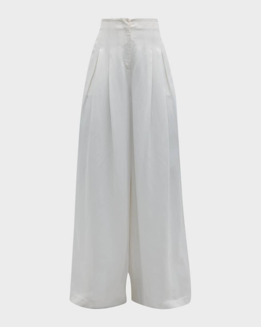 TWP Drew Wide-Leg Viscose-Linen Pants | Neiman Marcus