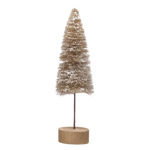 Sisal Bottle Brush Tabletop Tree with Faux Snow | Wayfair North America