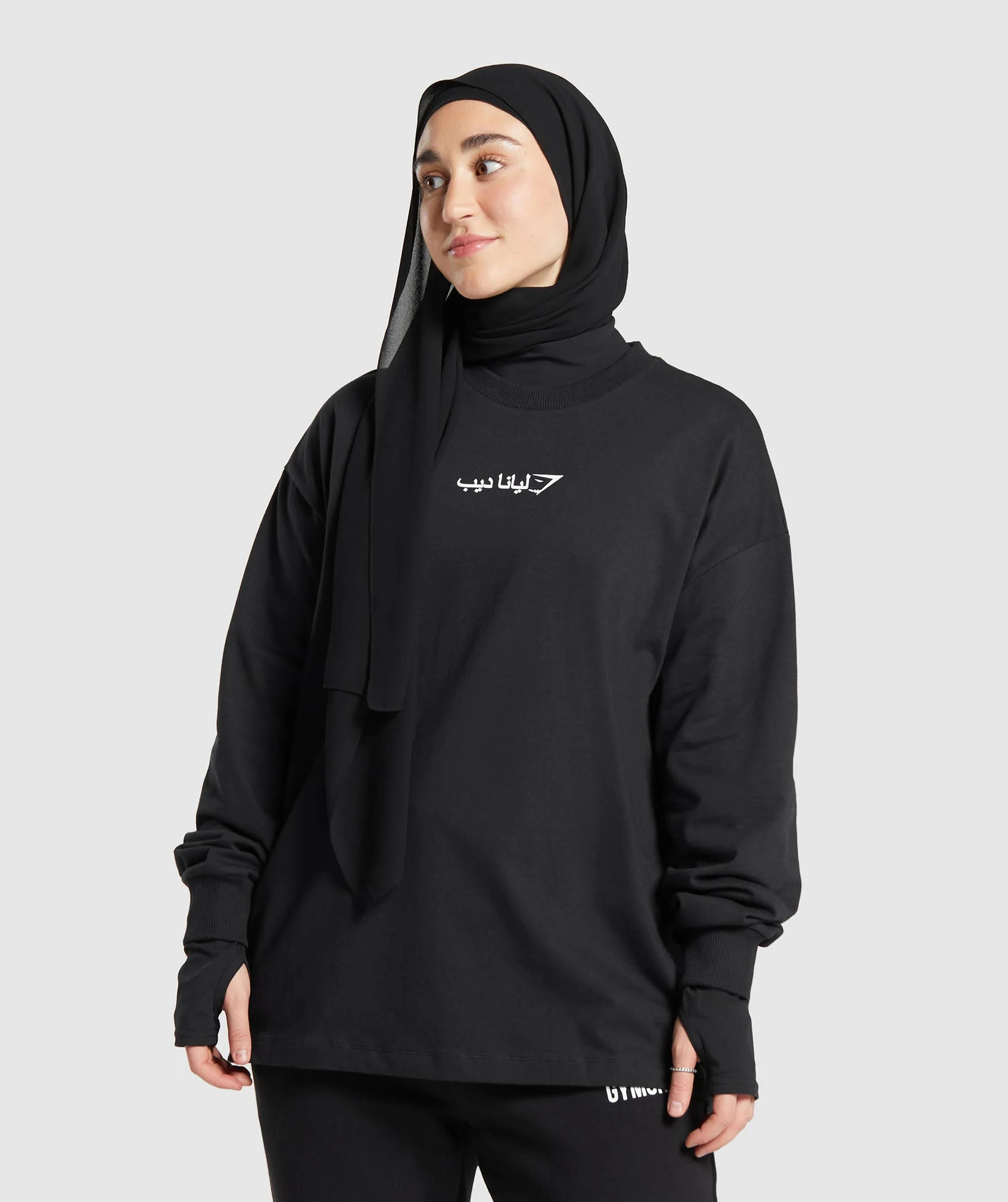 Gymshark GS X Leana Deeb Oversized Long Sleeve Top - Black | Gymshark UK