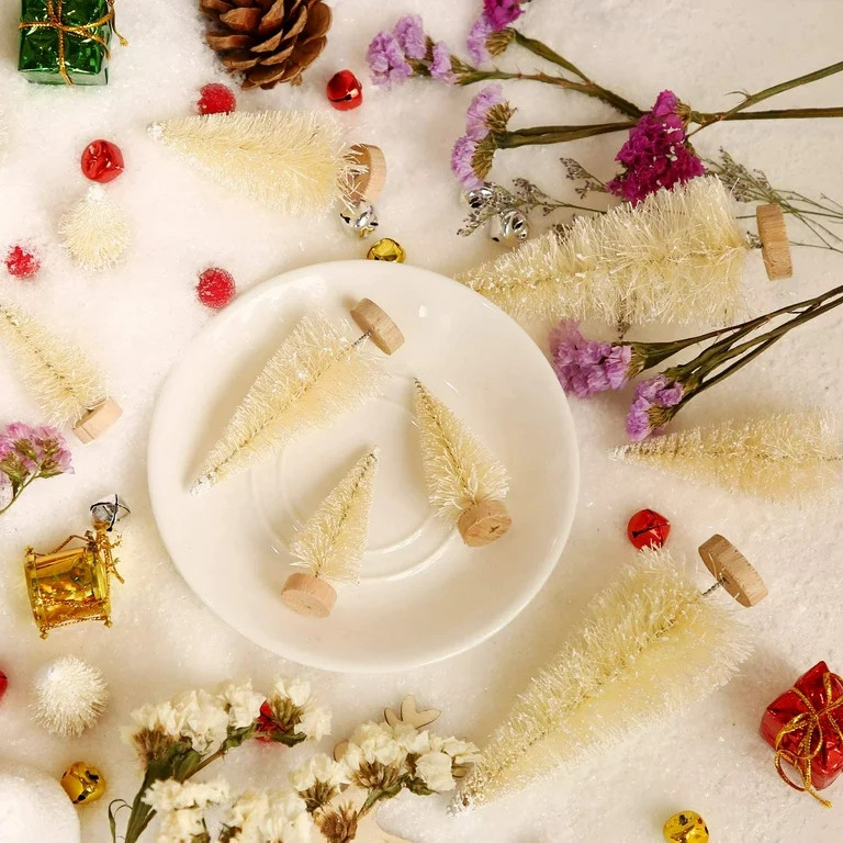 24PCS Artificial Mini Christmas Tree Sisal Snow Trees Bottle Brush Christmas Trees Pine Trees Orn... | Walmart (US)