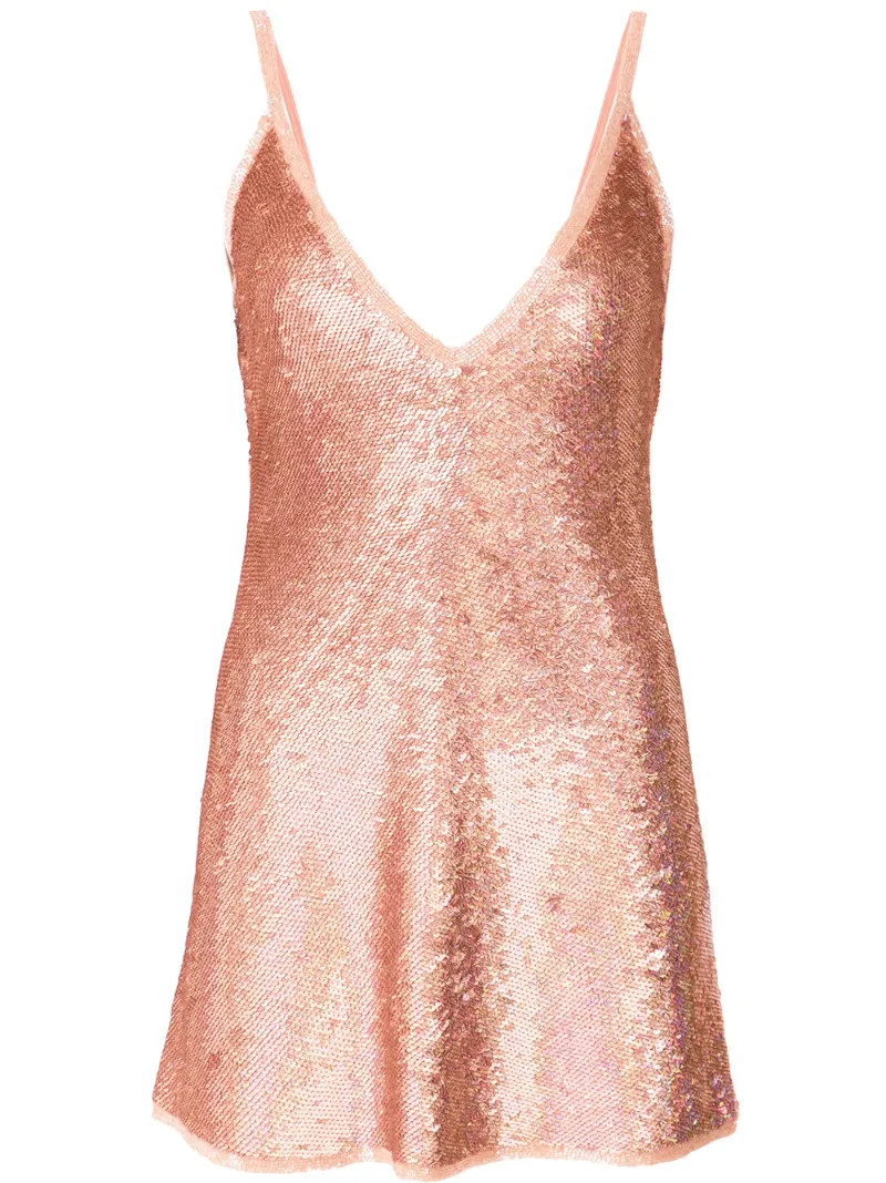 Ashish v-neck backless dress, Women's, Size: Small, Pink/Purple, Silk/Sequin | FarFetch US