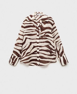 Women's Flowy Zebra Printed Shirt | Macy's