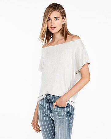 express one eleven off the shoulder london tee | Express