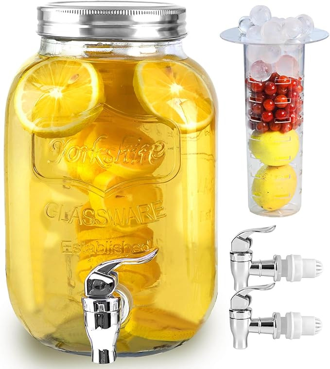 1 Gallon Glass Drink Dispensers for Parties, Large Beverage and Water Dispenser, Lemonade Dispens... | Amazon (US)