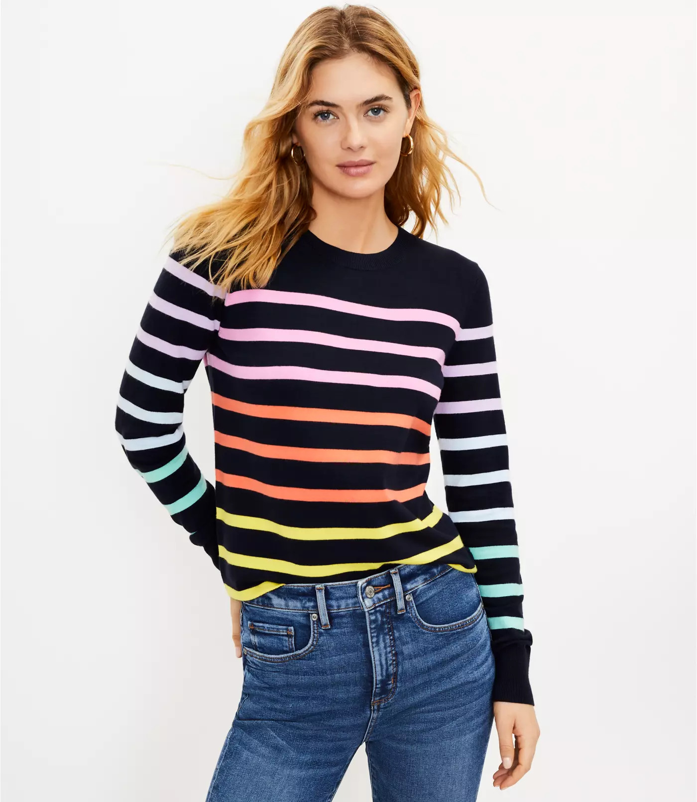Rainbow Striped Sweater | LOFT