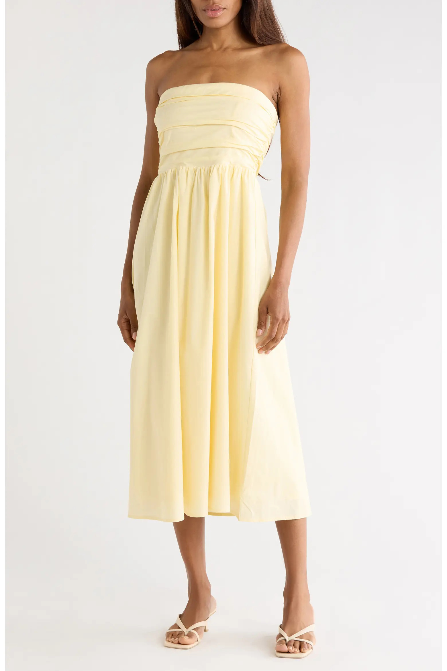 WAYF Ruched Strapless Midi Dress (Women) | Nordstromrack | Nordstrom Rack
