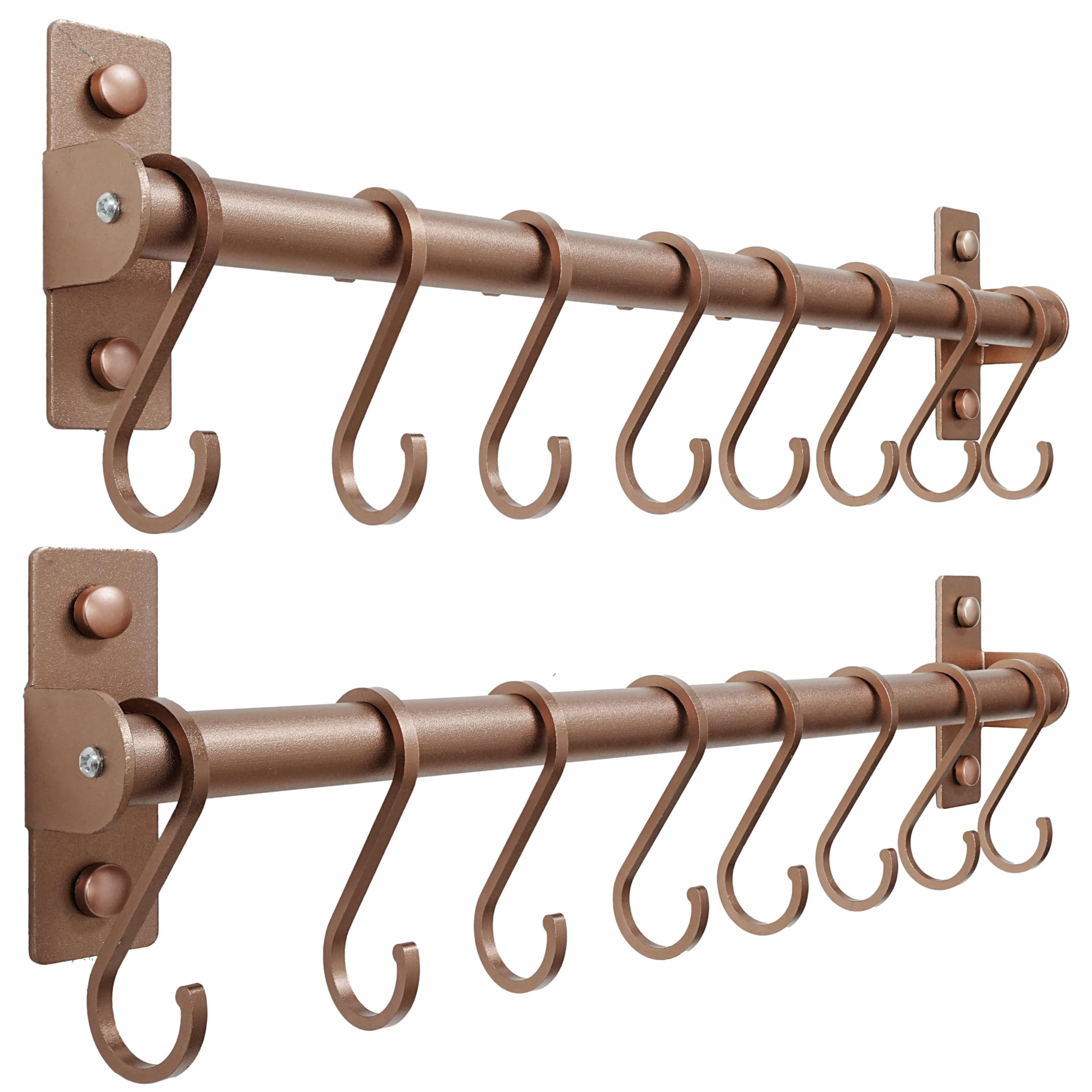 Dseap Kitchen Utensil Holder Hanger, Pot and Pan Rack Wall Mounted, Kitchen Rail with 8 Hooks for Hanging Cooking Utensils, Mugs, Spoons, Wall Mounted, Antique Copper, Pack of 2 | Amazon (US)