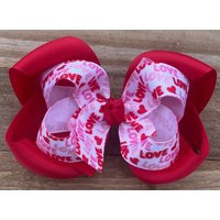 Valentine Hair Bow~Hair Bows For Girls~Valentine's Day Bow~Red Heart Bow~Bows Girls~Toddler Bow~V-Day Bows~Hairbow | Etsy (US)