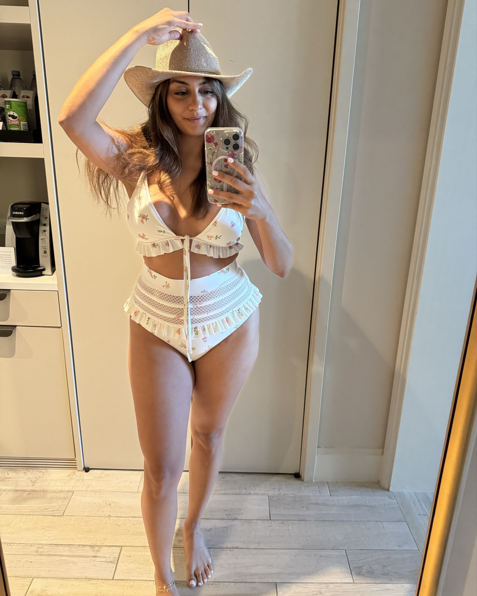 Ruffle swimsuit. I’ve never received more compliments in my life! So flattering and comfortable.

For reference I weight 145lbs, and got size M in both pieces. 

#LTKSwim #LTKSeasonal #LTKMidsize