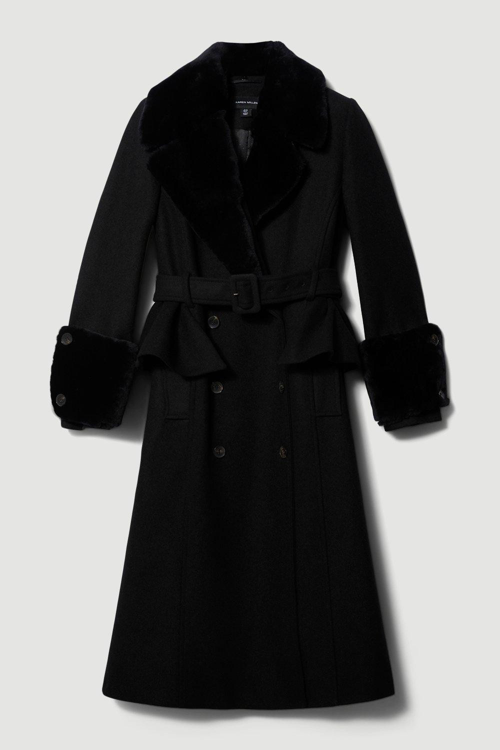 Lydia Millen Belted Sheepskin & Italian Virgin Wool Coat | Karen Millen US