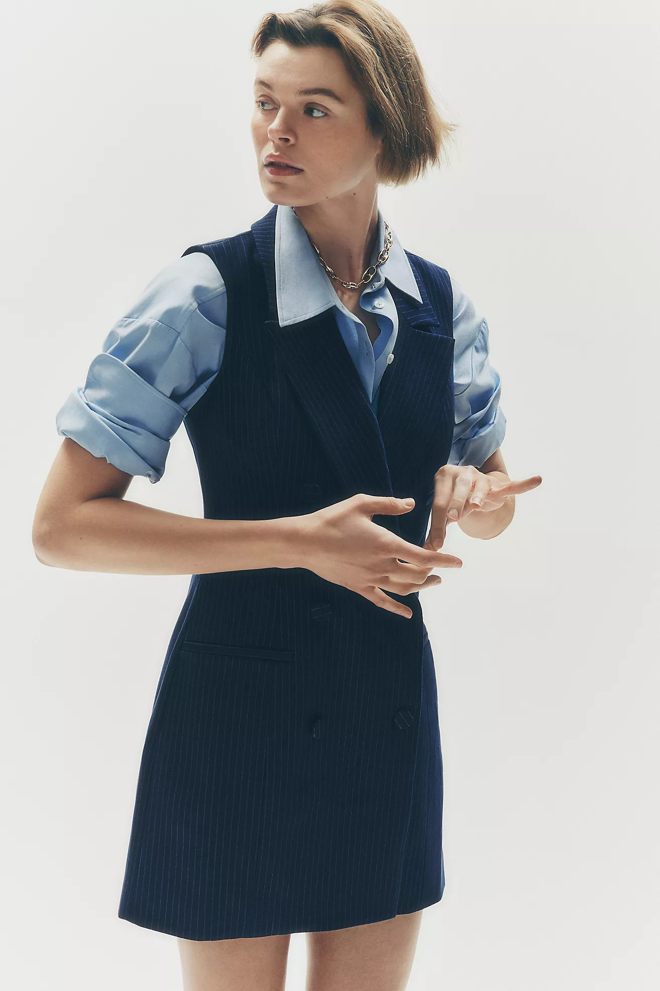 Good American Ponte Sleeveless Blazer Mini Dress | Anthropologie (US)