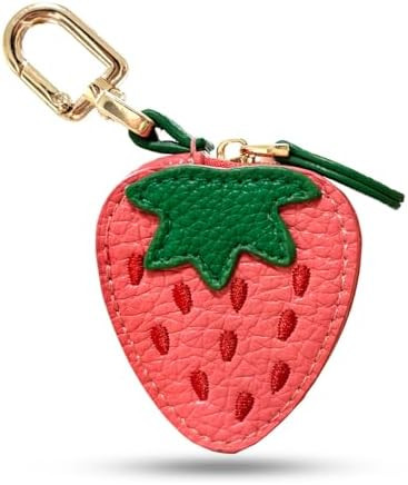 2.56 x 2.17 Inch Strawberry Fruit Bag Charm Cute Mini Coin Purse Keychain,Mini Leather Coin Pouch... | Amazon (US)