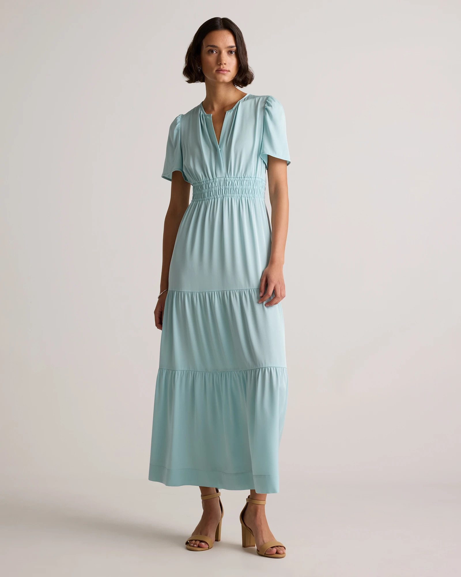 Washable Stretch Silk Tiered Maxi Dress | Quince