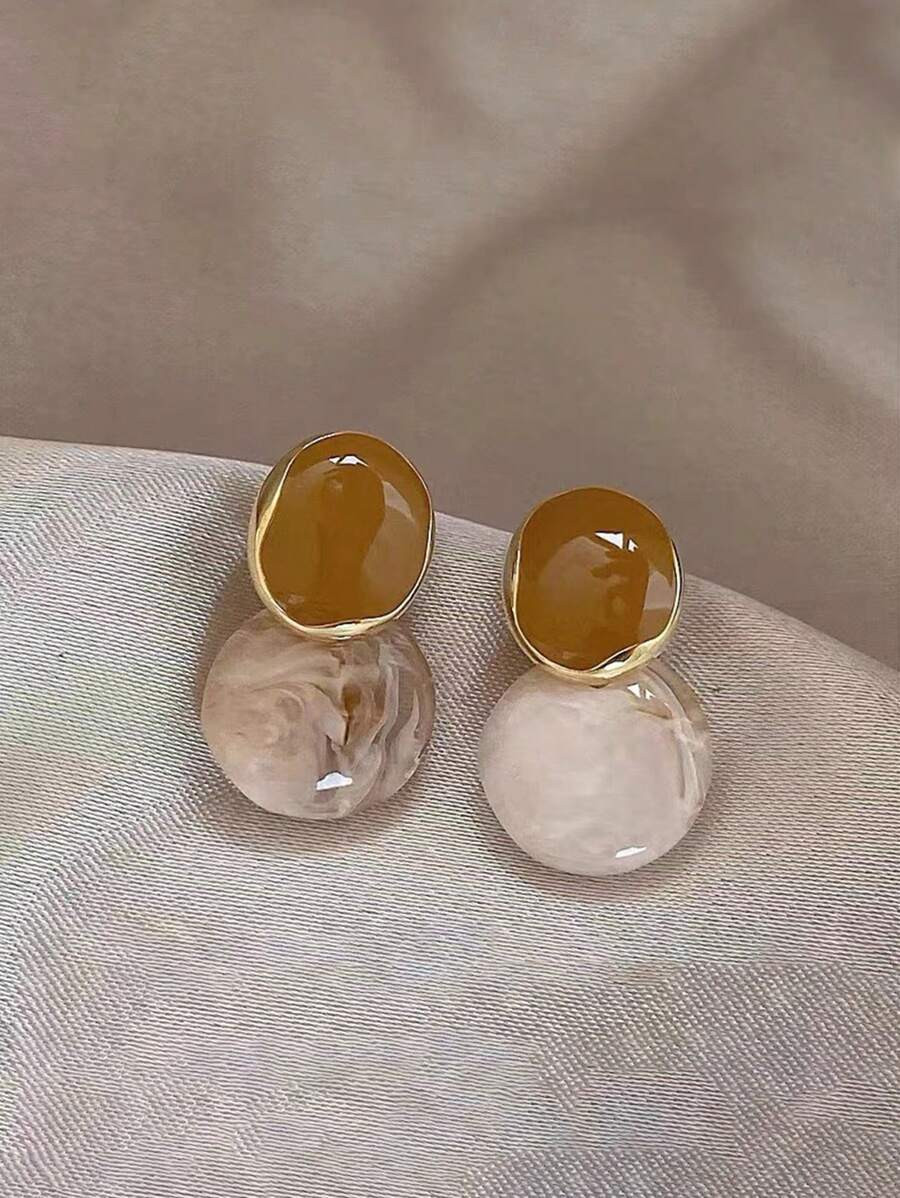 2pcs Vintage Geometric Irregular Circle Earrings Suitable For Women's Daily Wear And Parties | SHEIN