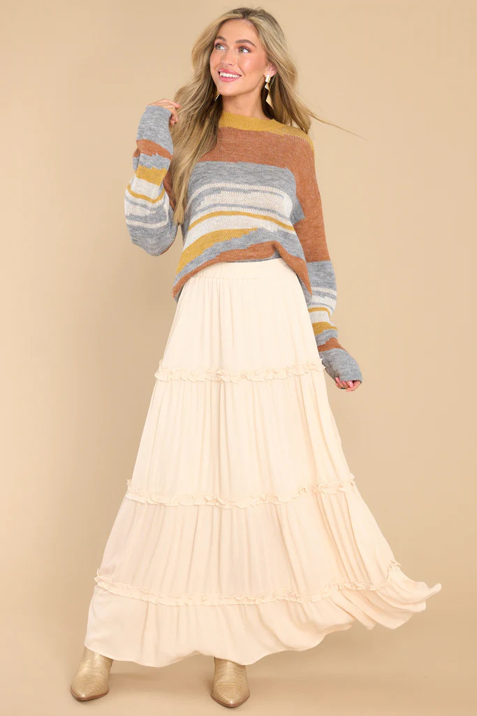 Sight Seeing In The City Light Brown Multi Sweater | Red Dress 