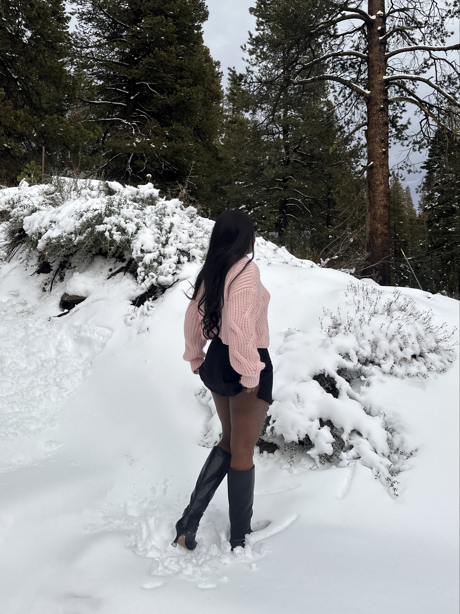 warm sweaters for the cold air🧸❄️🎀🤍 wearing a pink knitted turtleneck sweater from glassons, black mini skirt from los angeles apparel and black knee high boots from dolce vita

#LTKSeasonal