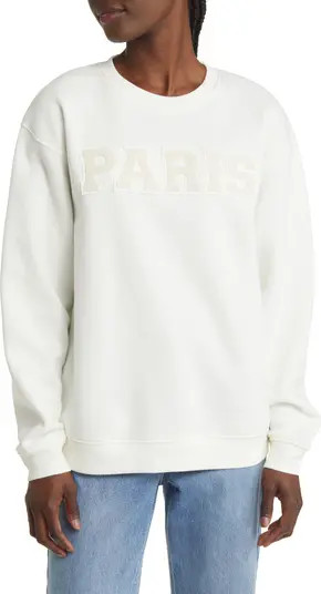 Paris Bouclé Patch Cotton Blend Sweatshirt | Nordstrom