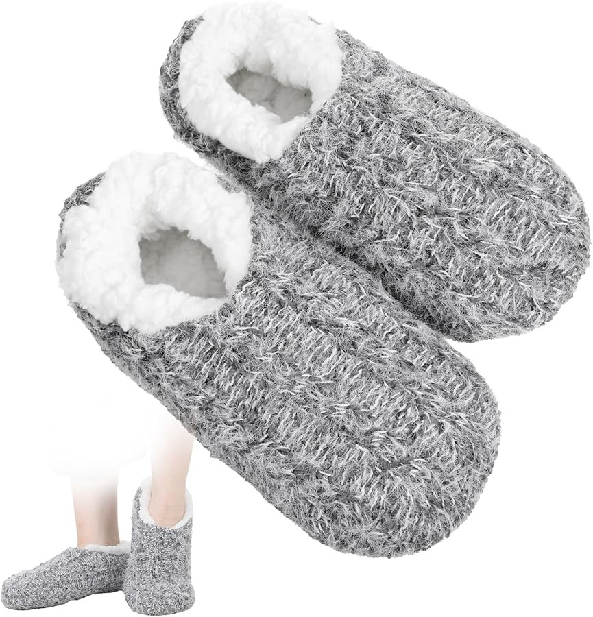 Thinp Slipper Socks for Women Men, House Slippers Warm Fuzzy Slippers with Grippers Non-Slip Slip... | Amazon (US)