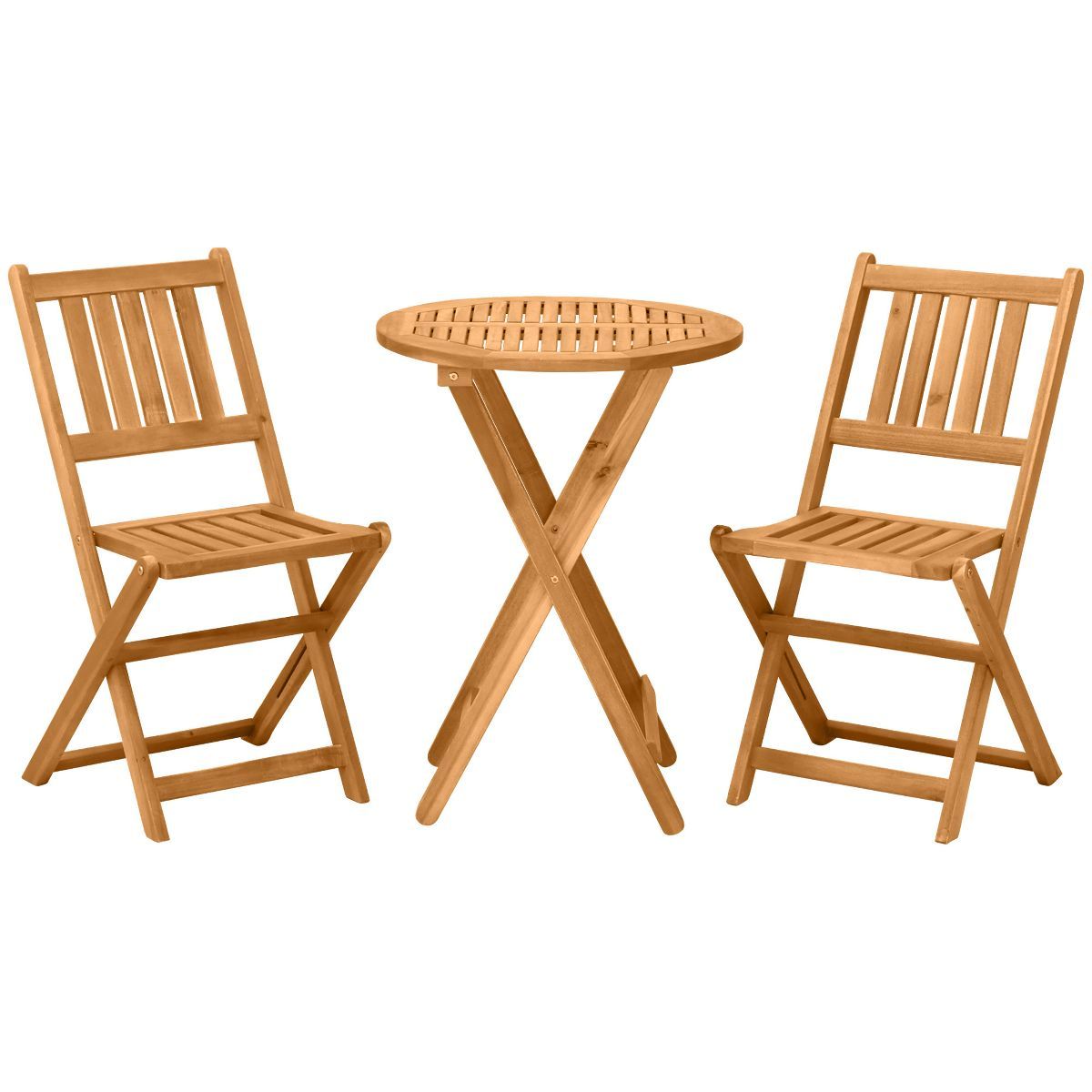 Outsunny Bistro Table and Chairs Set Of 2, Acacia Wood Patio Table, Wooden Folding Chairs, Varnis... | Target