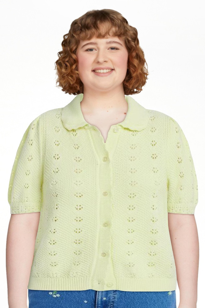 Free Assembly Women's and Women's Plus Cotton Pointelle Cardigan Sweater with Short Sleeves, Ligh... | Walmart (US)